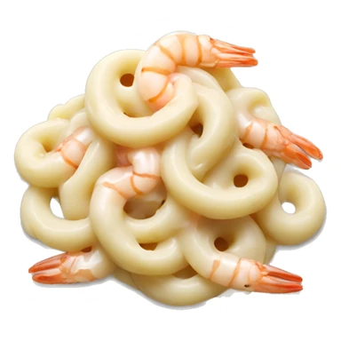 Pasta with creamy white sauce and shrimp sticker