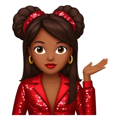 LaTocha Scott from Xscape with long dark brown hair, red sequin outfit sticker