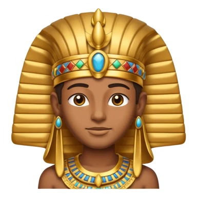 Egyptian Pharaoh, emoji style, with professional lighting, no face on objects, white background sticker