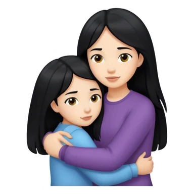 sister-hugging with black hair sticker