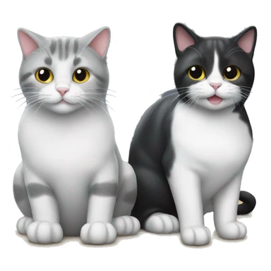 two cats: one that is grey and white, and one that is black sticker