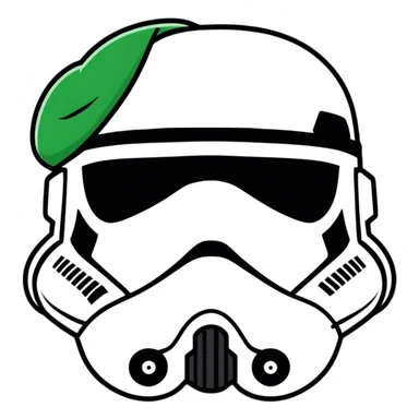 Stormtrooper helmet wearing green barete sticker