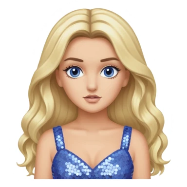 Perrie Edwards from Little Mix with long blonde hair, periwinkle sequin outfit sticker