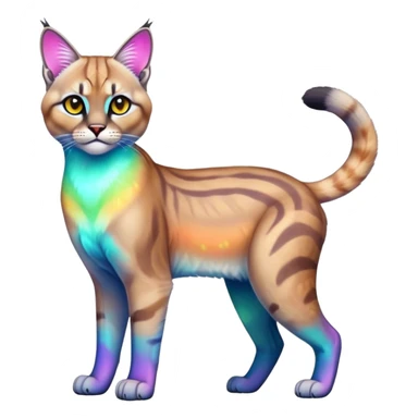 Colorful Neon exotic iridescent tropical shiny Fantasy-Siamese-Bobcat-Caracal-Scottish-Fold-feline-Fakémon-feline-hybrid (full body) sticker