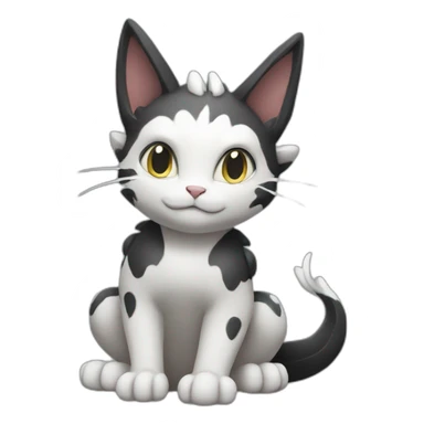 Sitting-Black-and-White-cat-dragon-type-pokemon sticker