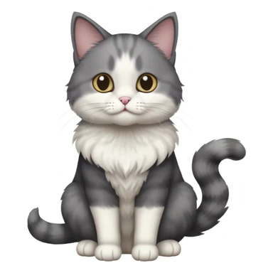 full body half dark grey and half white cat with white front legs sticker