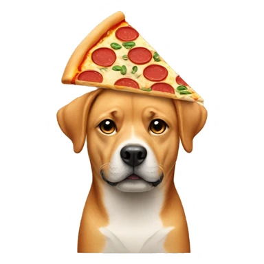 Dog wearing a pizza  sticker