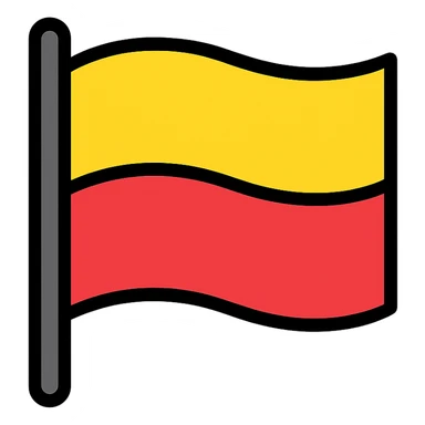 flag divided horizontally, top half yellow, bottom half red, bold colors sticker