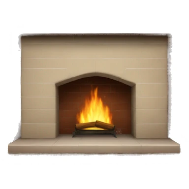 Beige and brick fireplace realistic sticker