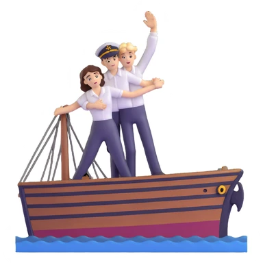 couple in love on a ship standing at the bow like Titanic sticker