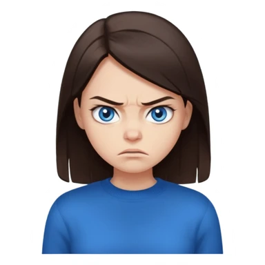 fille cheveux lisse brune yeux bleu pull noir qui regarde mal sticker