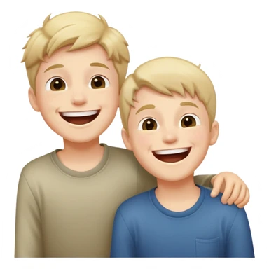 two boys laughing together, simple pose sticker