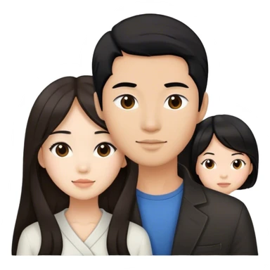 Long hair brunette Asian girl and black hair asian male couple. Only 2 people sticker