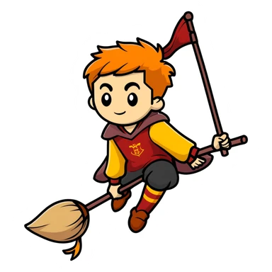 Quidditch player on broomstick sticker