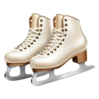 An icon showing The rink is surrounded by cheering spectators and soft arena lights, creating a beautiful, dynamic atmosphere. a pair of elegant figure skates placed on the smooth, sparkling ice of a grand ice arena. Transparent background highlights the grace and beauty of figure skating. sticker