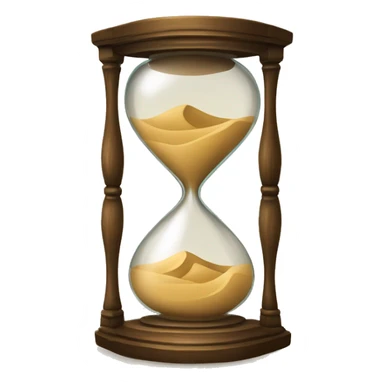A finely crafted hourglass with sand flowing, placed over or beside a scroll with elegant calligraphy, sticker