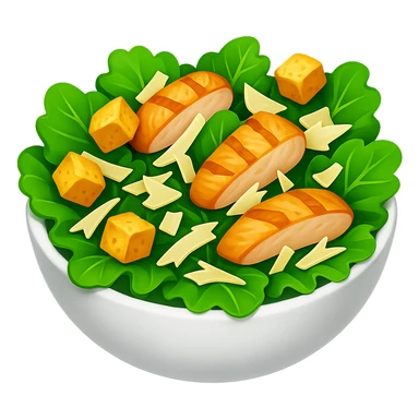 Используя такую же стилистику картинки сгенерируй Салат Цезарь кусочками курицы, прозрачный фон sticker