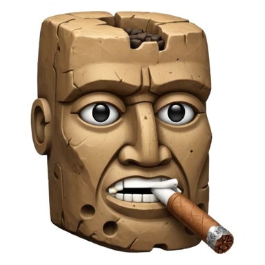 Blocky Easter island head smoking cigar sticker