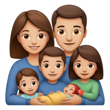 brown family with mom dad young daughter toddler son and baby sticker