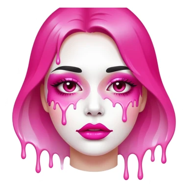 White paint dripping from hot pink ombre glossy lips sticker