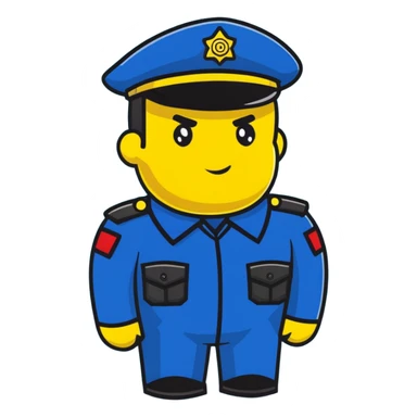 Russian police officer with yellow hat and uniform, professional stance sticker