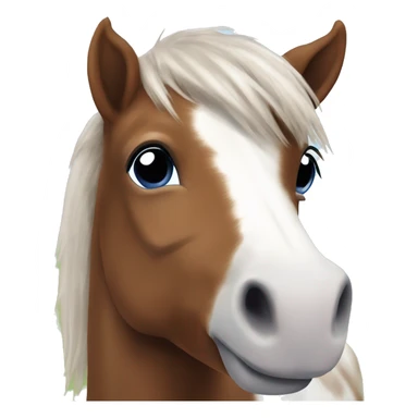 Shetland pony chestnut piebald, eyes blues sticker