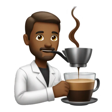 Man making coffee with a coffee matchine sticker