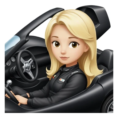 Blonde Girl sitting in a Racing black car sticker