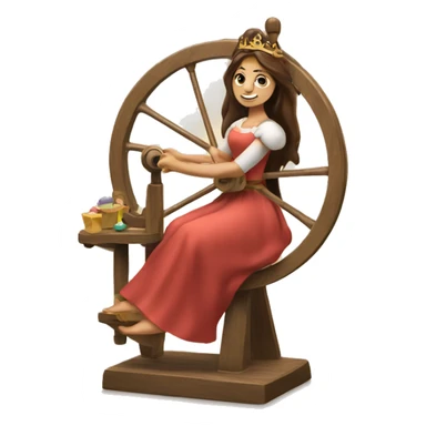 The princess spins threads on a spinning wheel sticker