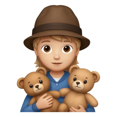 kid wearing hat with teddy bear  sticker