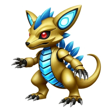 Futuristic WickerBeast-Vernid-Primagen-Protogen-Fakémon-Pokémon-creature-fusion (full body) sticker