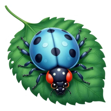  cute blue lady bug on leaf sticker