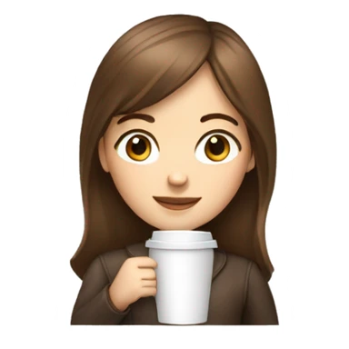 Brown hair white girl with laptop and coffee  sticker