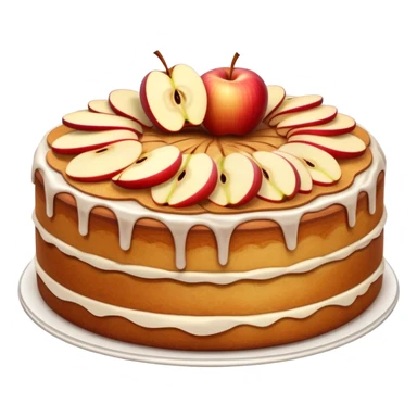 cinematic-realistic-apfelkuchen-cake-emoji,-depicted-as-a-classic-cake-with-cinnamon-and-thinly sliced apples on the top a few neatly spread out-rendered-with-soft-textures-and-warm,-inviting-lighting. sticker