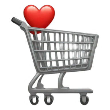 shopping thin cart with one red heart inside sticker