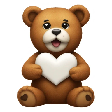 A teddybeer thats holding a white heart with the letter M on it sticker