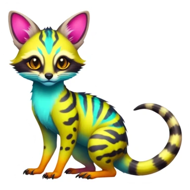  randomly colored colorful light cute lush neon-colored brightly colored Fakémon-Fionbri-Vernid-Genet-creature with markings (full body) sticker