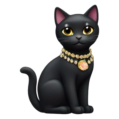 Black cat with jewellery earrings and necklace  sticker
