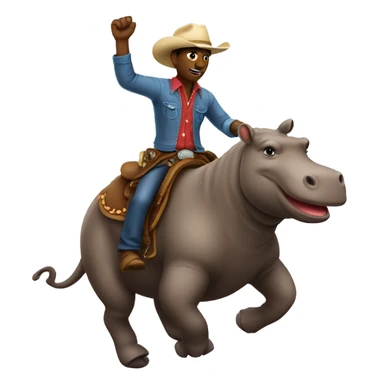 Cowboy riding a hippo sticker