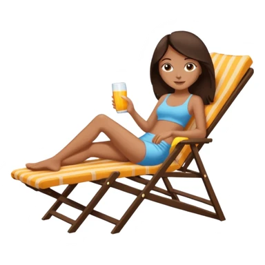 a girl with dark brown hair that is sunbathing on a long chair  sticker