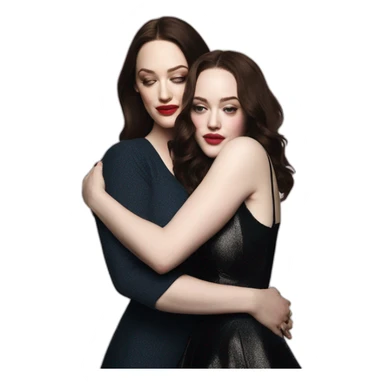 Kat dennings hugs Elizabeth gillies sticker