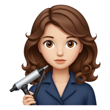generate a girl with brown hair while curling it sticker