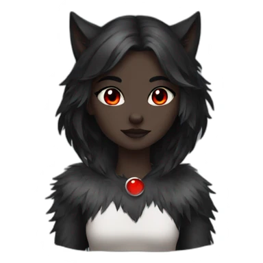 Black Wolf girl red eyes sticker