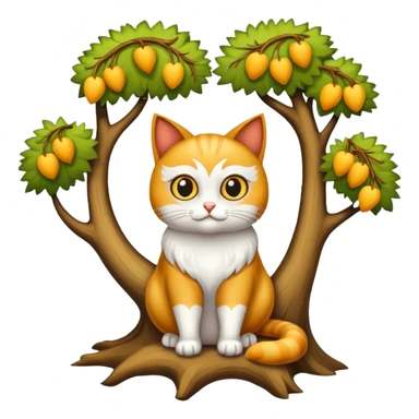 crea un gato con alas de búho con pelaje color cafe y blanco y que este en la rama de un árbol sticker