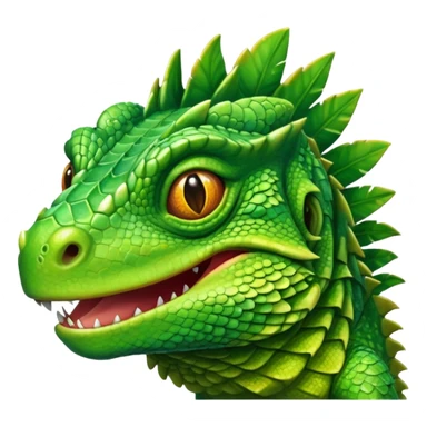 iguana's face with a happy face sticker