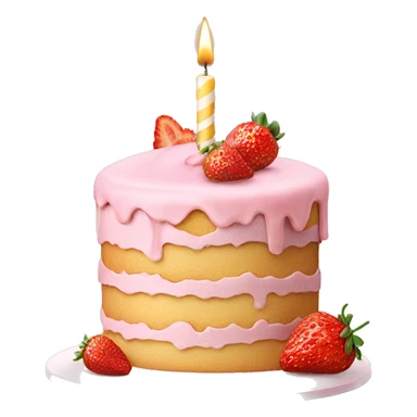 Pastel Birthday cake with strawberry sticker
