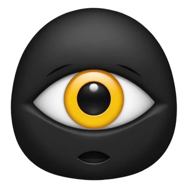 Minimal emoji, single eye made of black metal, pupil replaced by a solid metal number 8, restrained gothic symbolism, avant-garde minimalism, no glow, no neon, flat emoji style, centered, transparent background sticker