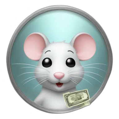 Rat snorring powdered sugar with a bank note on a mirror sticker