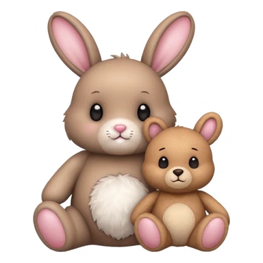 Cute bunny and teddy with magical background  sticker