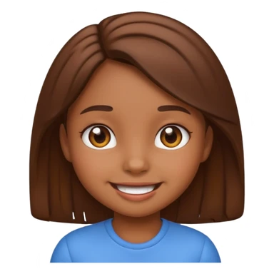 Cute girl kid emoji brown body sticker